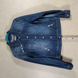 04147 Natural Reflections denim embroidered trucker jacket M